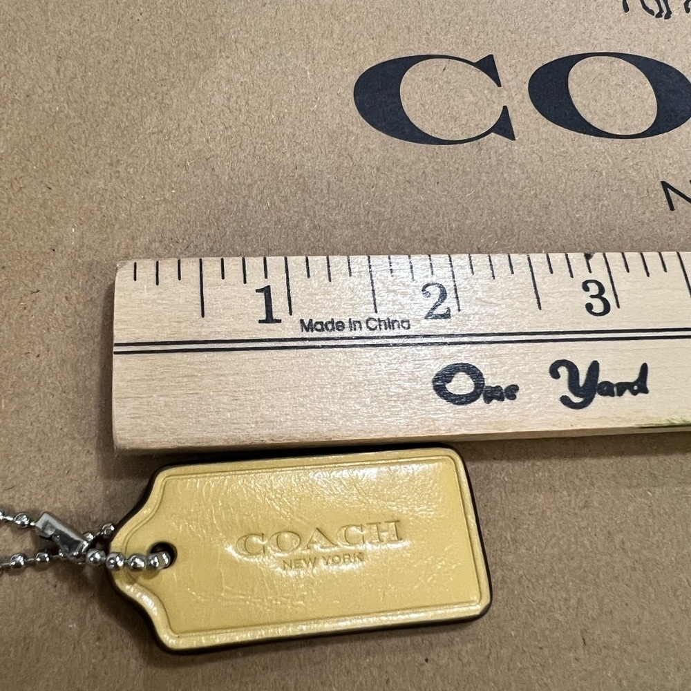 Coach Yellow Leather Tag Key & Card Holder with Ball-Chain - Picture 6 of 8
